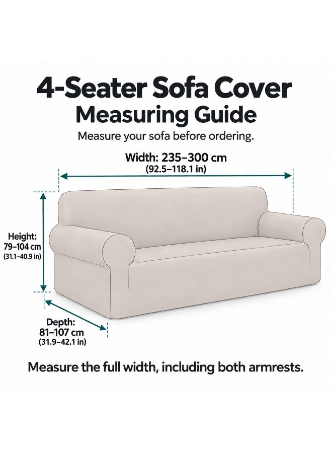 Fabienne Stretch Fit 4-Seater Sofa Cover Soft Brushed Fabric Couch Cover Exquisitely Full Coverage Furniture Protector Slipcover Four Seater Fits on Standard and Recliner Sofa 235-300cm Size Navy - Image 3