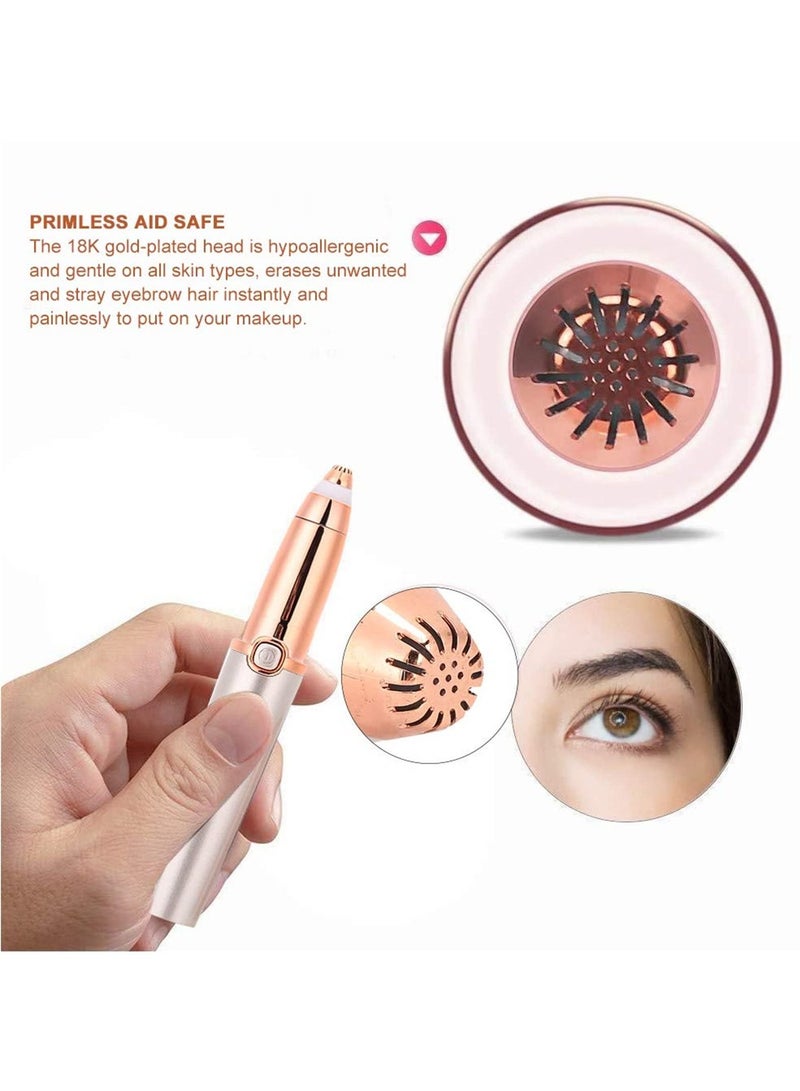 عربست أداة تشذيب الحواجب الكهربائية ، مزيل شعر الحاجب الكهربائي القابل لإعادة الشحن USB ، أداة حلاقة غير مؤلمة للحواجب مع ضوء LED لإزالة شعر الوجه والأنف والوجه للنساء (ذهبي) - Image 4