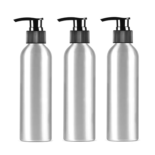 VANTOBEST 3Pcs Silver Aluminum Lotion Pump Bottles with Black PP Pump Head Empty Cosmetic Contaniner Storage Jar Makeup Dispenser for Emulsion Lotion Shampoo Bath Shower (250ml/8.5oz) - Image 1