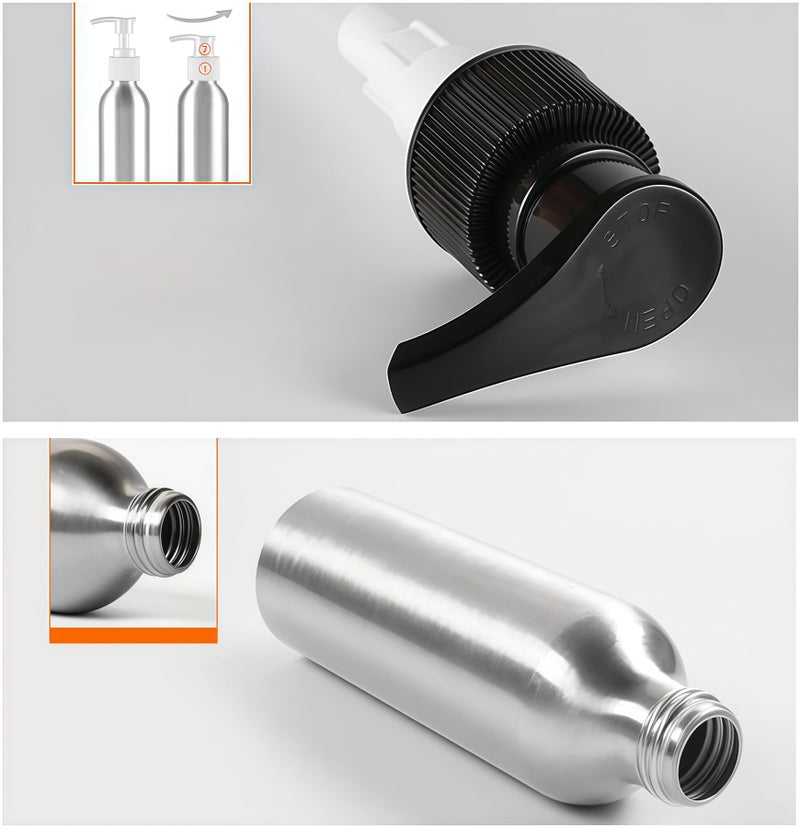 VANTOBEST 3Pcs Silver Aluminum Lotion Pump Bottles with Black PP Pump Head Empty Cosmetic Contaniner Storage Jar Makeup Dispenser for Emulsion Lotion Shampoo Bath Shower (250ml/8.5oz) - Image 5