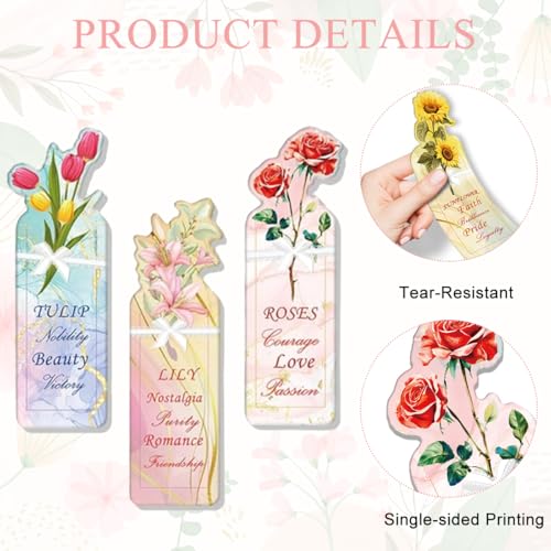 OFIFO® 20PCS Floral Bookmarks Set, Cute Plant Vase Shape Paper Page Markers, Multicolor Aesthetic Bookmarks for Books, Gift for Women, Girls, Kids, Students, Ideal for Reading, Study - Image 3