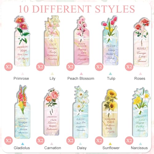 OFIFO® 20PCS Floral Bookmarks Set, Cute Plant Vase Shape Paper Page Markers, Multicolor Aesthetic Bookmarks for Books, Gift for Women, Girls, Kids, Students, Ideal for Reading, Study - Image 4