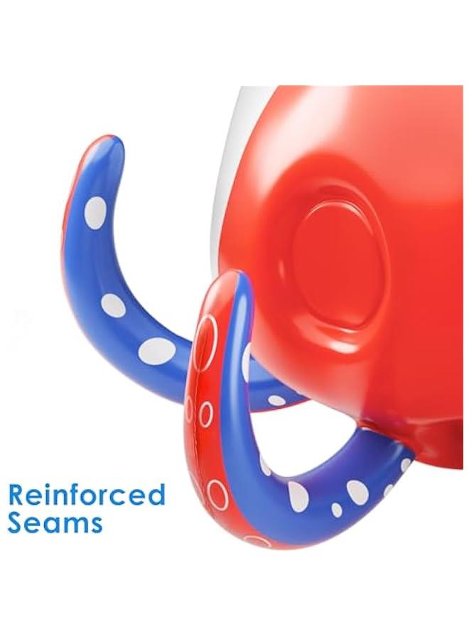 Generic Pool Wave Kids Octopus Pool Toys, 2-in-1 Inflatable Float Water Game Basketball Hoop Ring Toss Outdoor Swim Cool Summer Family Party Gift 3 4 5 6 7 8 Yr Old Boy Girl Child-Blue Red White  - Image 5