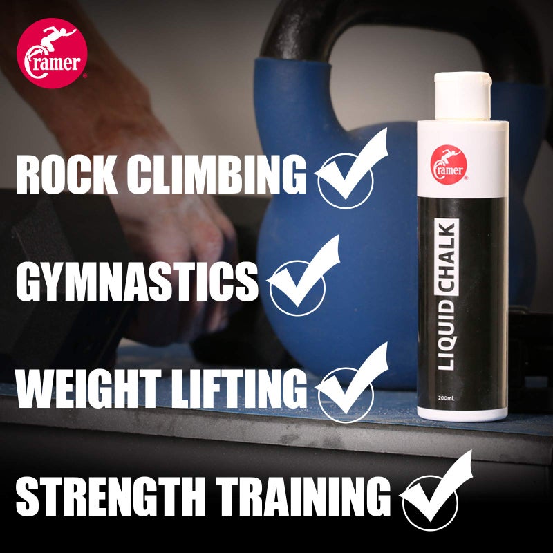 Cramer Liquid Gym Chalk  200mL (6.76oz)  Bottle of Liquid Grip Solution for Improving Grip During Weightlifting  Power Lifting  Gymnastics  Pole Fitness  & Rock Climbing  Less Messy Than Block Chalk - Image 1