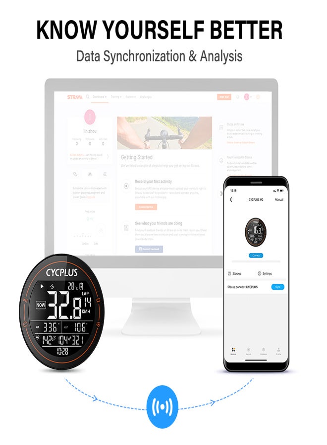 CYCPLUS Bike Mounting Holder with Wireless GPS Bike Computer IPX6 Bicycle Compute Cycling Speedometer - Image 4