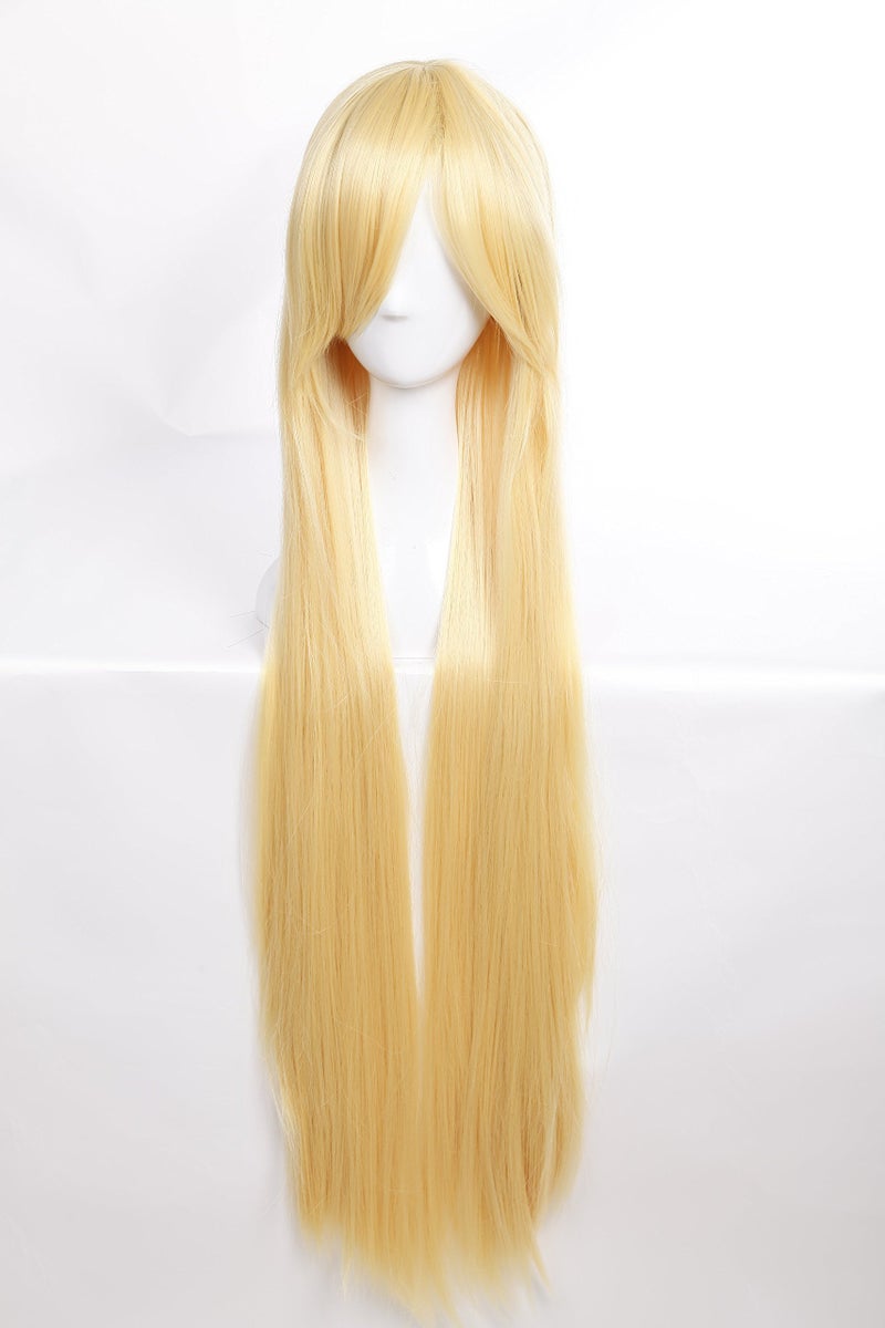 S-noilite 40"" Long Anime Cosplay Wigs Synthetic Women Blonde Costume Wig Long Curly Party Costume Wig Layered with Bangs and Cap Halloween Wigs Super Long Cosplay Full Rapunzel Wigs - Golden Blonde - Image 3