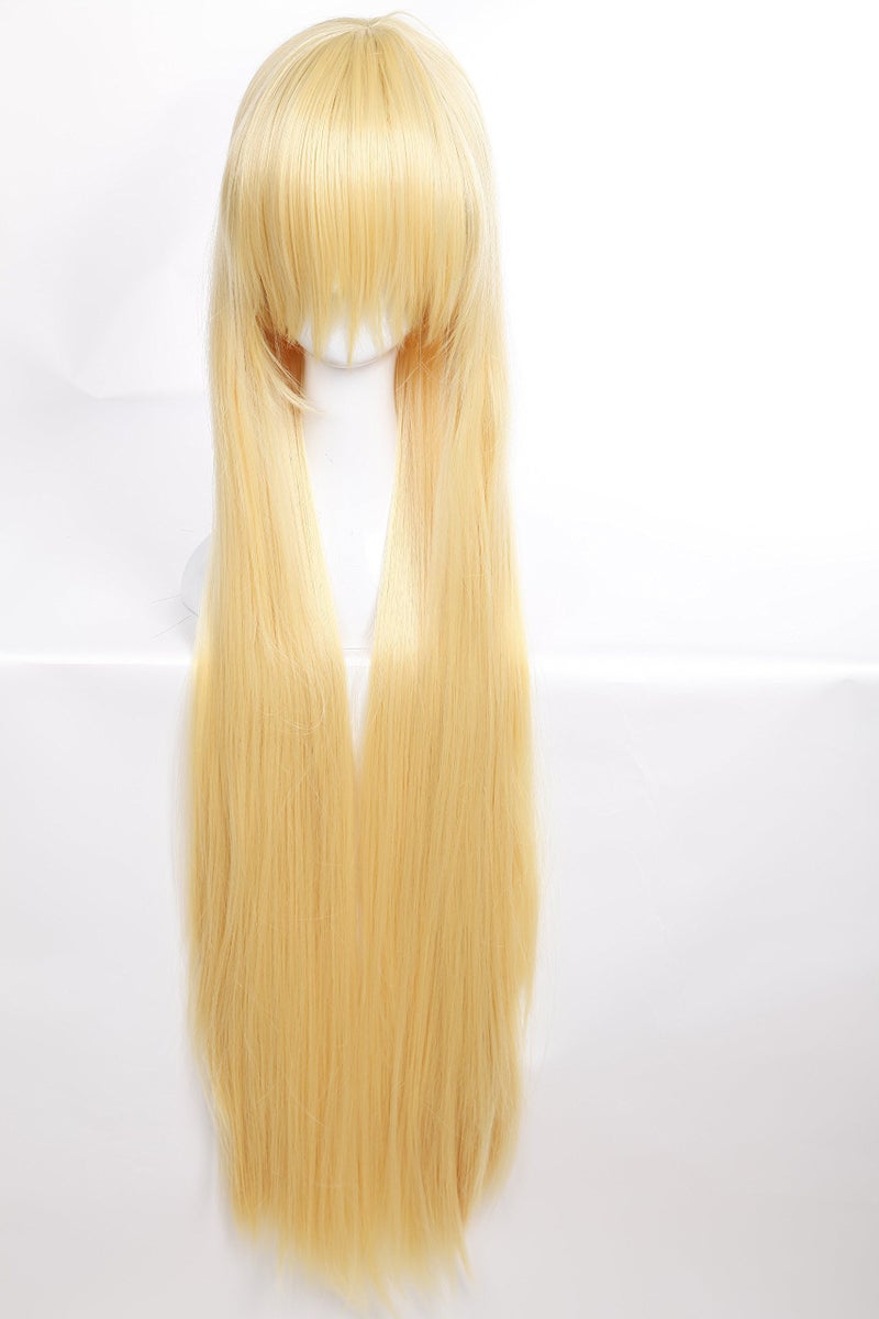 S-noilite 40"" Long Anime Cosplay Wigs Synthetic Women Blonde Costume Wig Long Curly Party Costume Wig Layered with Bangs and Cap Halloween Wigs Super Long Cosplay Full Rapunzel Wigs - Golden Blonde - Image 2