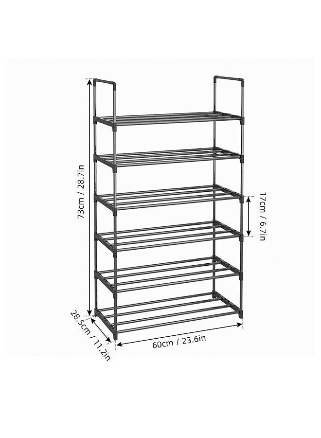 Shoe Rack 4 Tier / 6 Tier Shoe Organizer with 4 Shelves / 6 Shelves Metal Shoe Storage Stackable for Living Room Hallway Entrance Black - Image 2