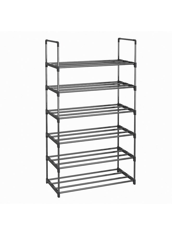 Shoe Rack 4 Tier / 6 Tier Shoe Organizer with 4 Shelves / 6 Shelves Metal Shoe Storage Stackable for Living Room Hallway Entrance Black - Image 1
