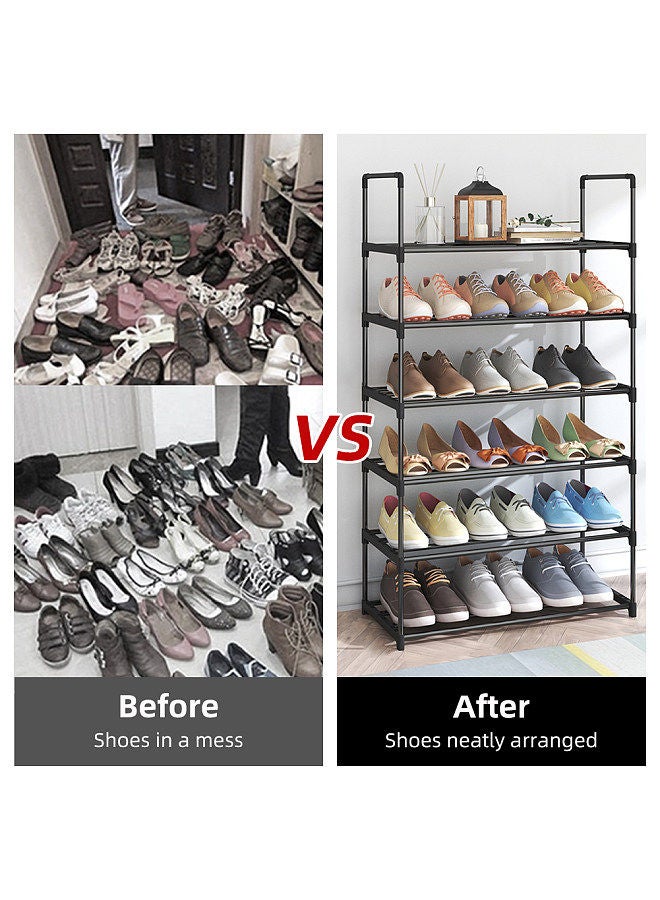 Shoe Rack 4 Tier / 6 Tier Shoe Organizer with 4 Shelves / 6 Shelves Metal Shoe Storage Stackable for Living Room Hallway Entrance Black - Image 4