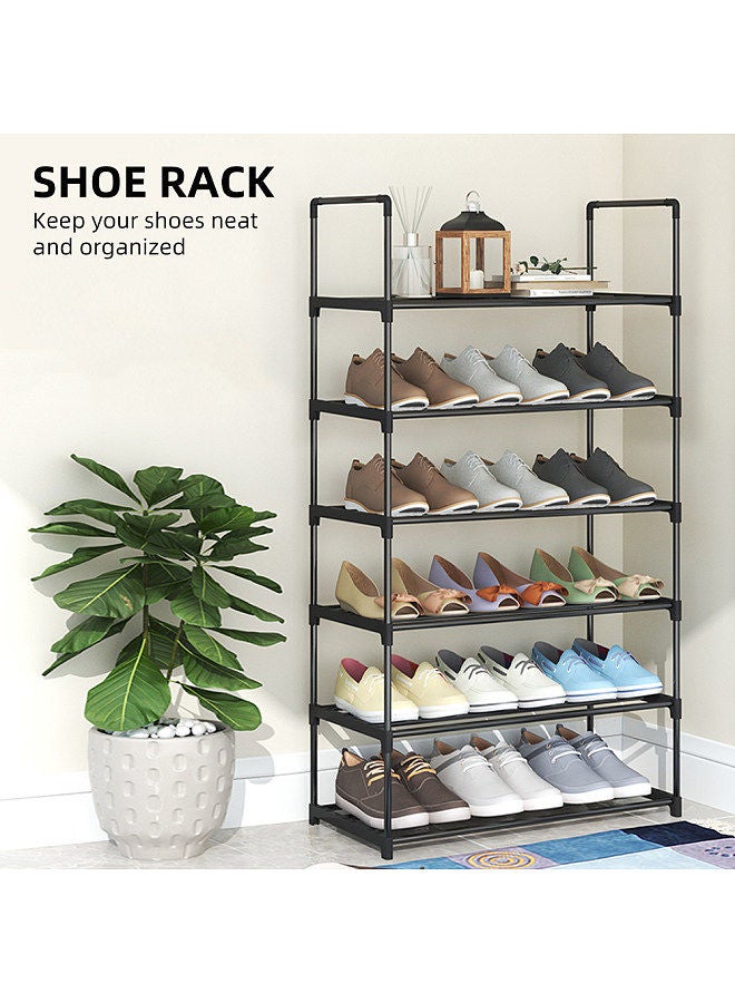 Shoe Rack 4 Tier / 6 Tier Shoe Organizer with 4 Shelves / 6 Shelves Metal Shoe Storage Stackable for Living Room Hallway Entrance Black - Image 3