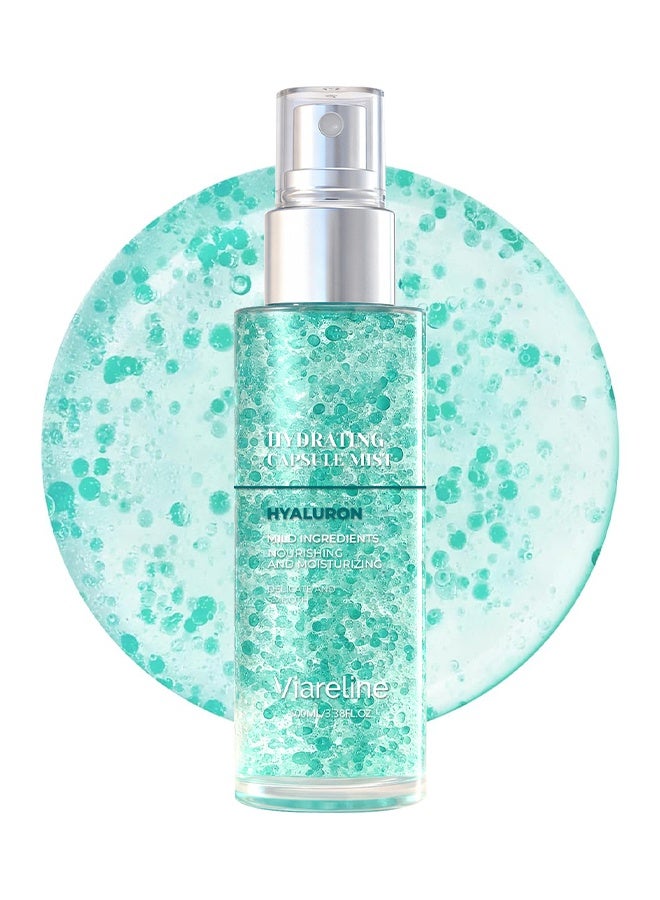 Viareline Hyaluronic Acid Hydrating Capsule Mist, Hydrating Face Mist, Sodium DNA Moisturizing Face Spray For All Skin Types, Plumping Hydration, Firming Care, Makeup Setting & On-the-Go Hydration, 100ml - Image 1