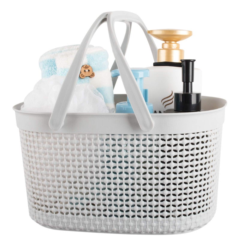 rejomiik Portable Shower Caddy Basket Plastic Organizer Storage Tote with Handles for Bathroom College Dorm Kitchen Grey