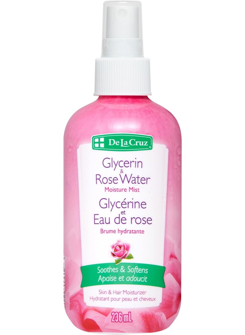 دي لا كروز، جلسرين وماء الورد، رذاذ مرطب، 8 أونصة سائلة (236 مل) - Image 1