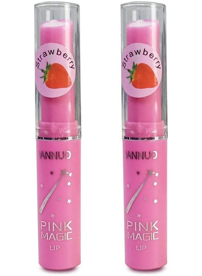 Calitate24 Pink Magic Lip Balm for Dry & Chapped Lips Glossy Strawberry Flavor Lipbalm 9.0g - Pack of 2 - Image 1