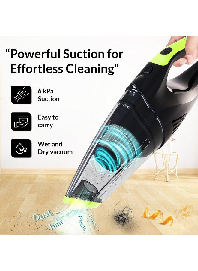 Roboson VC201 Handheld Cordless Vacuum Cleaner for Home and Car Powerful 6 kPa Suction for Dust & Pet Hair Removal, Rechargeable Wireless Wet/Dry for Bed and Sofa - Image 2