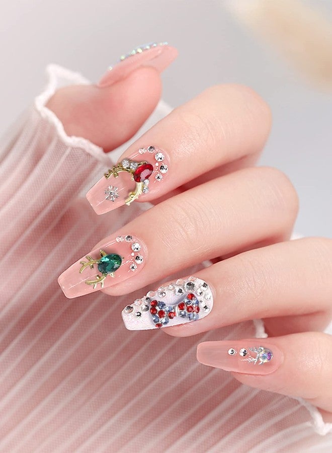 EBANKU 60 Pcs Nail Charms Decorations 3D Colorful Charms for Nails Alloy Christmas Tree Bell Elk Snowflake Nail Art Charms Rhinestones Christmas Santa Gems Jewels DIY Nail Art Decoration - Image 5