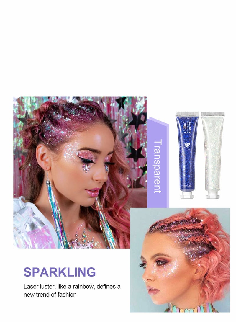 Body Glitter Gel, 6 Pack, Face Glitter for Body, Eye, Hair, Nails, Long Lasting Sparkling Mermaid Chunky Glitter Gel for Festival Art Party - Image 4