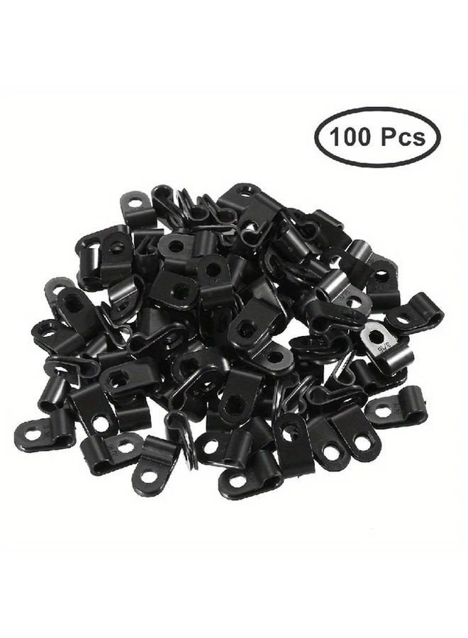200pcs Black R Type Cable Clips Heavy Duty Nylon Wire Clamps for Home Automotive Office - Image 2
