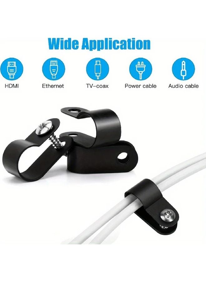 200pcs Black R Type Cable Clips Heavy Duty Nylon Wire Clamps for Home Automotive Office - Image 3