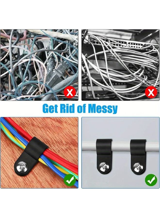 200pcs Black R Type Cable Clips Heavy Duty Nylon Wire Clamps for Home Automotive Office - Image 5