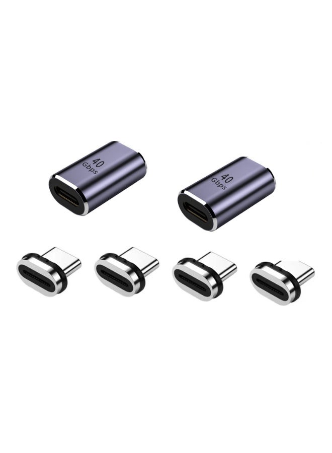 fantasize Type-C Magnetic Adapter, 2 Straight Adapters, and 2 Extra Plugs, Support Thunderbolt 4/ Usb4.0/ Pd 100w Fast Charging, Compatible with Macbook Huawei and More USB C Devices - Image 1