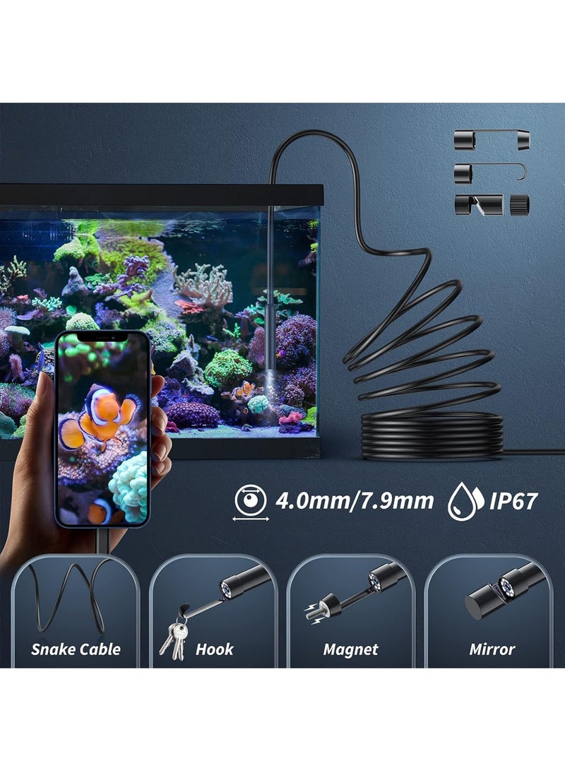 Endoscope Camera with Light, 1920P HD Borescope with 8 Adjustable LED Lights, Endoscope with 16.4ft Semi-Rigid snake camera, 7.9mm IP67 Waterproof Inspection Camera for IOS and Android - Image 4