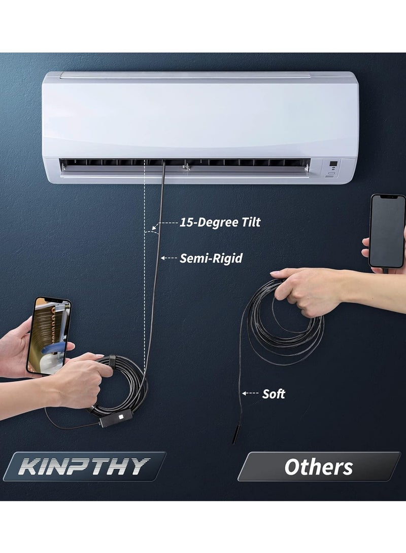 Endoscope Camera with Light, 1920P HD Borescope with 8 Adjustable LED Lights, Endoscope with 16.4ft Semi-Rigid snake camera, 7.9mm IP67 Waterproof Inspection Camera for IOS and Android - Image 3