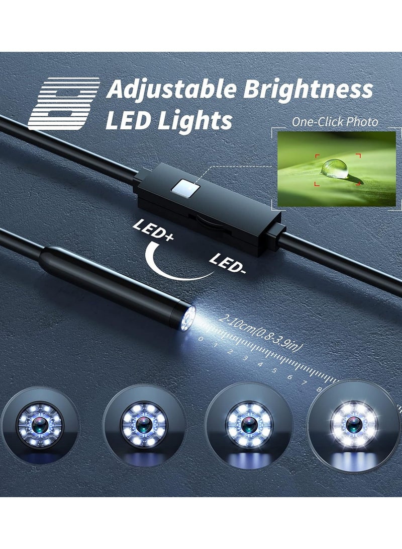 Endoscope Camera with Light, 1920P HD Borescope with 8 Adjustable LED Lights, Endoscope with 16.4ft Semi-Rigid snake camera, 7.9mm IP67 Waterproof Inspection Camera for IOS and Android - Image 5