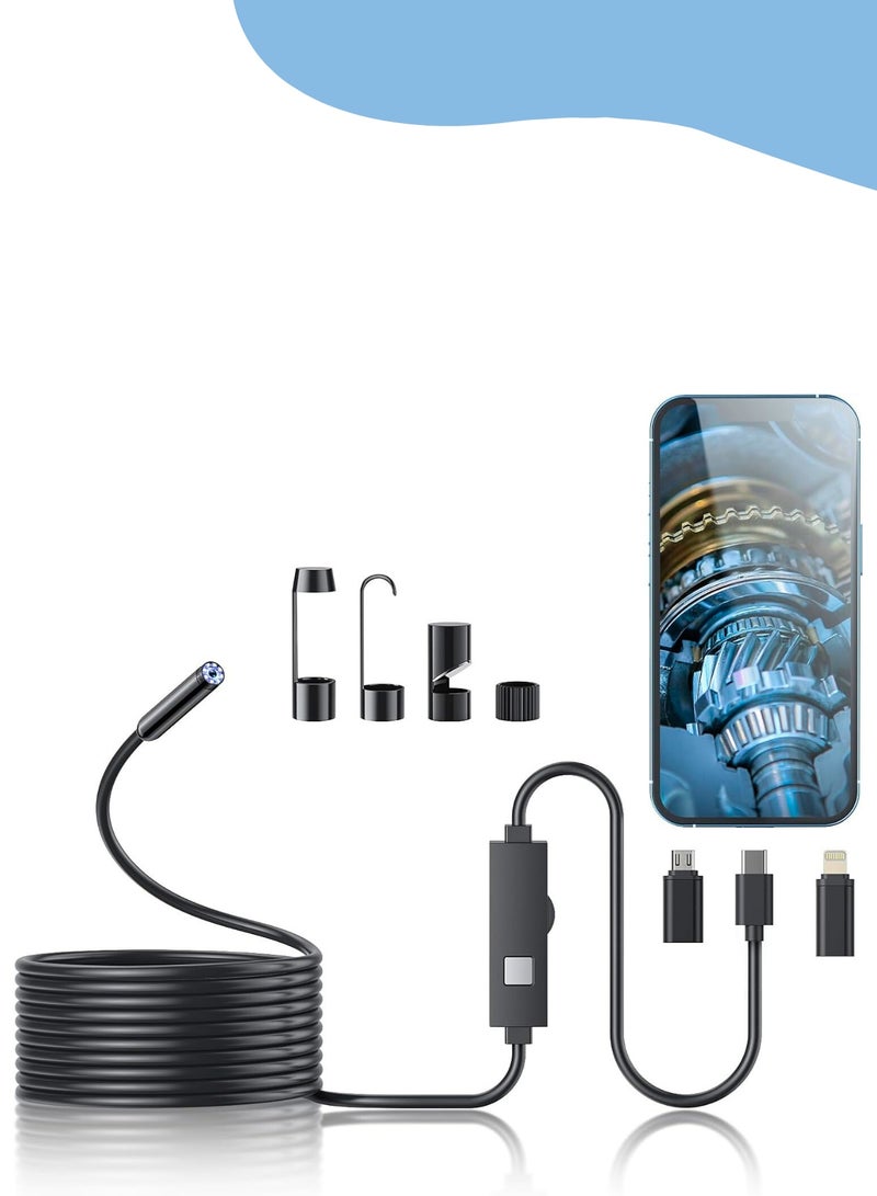 Endoscope Camera with Light, 1920P HD Borescope with 8 Adjustable LED Lights, Endoscope with 16.4ft Semi-Rigid snake camera, 7.9mm IP67 Waterproof Inspection Camera for IOS and Android - Image 1