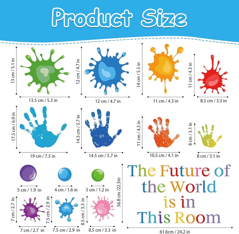 Sinekong Colorful Inspirational Quotes Wall Decals Vinyl Paint Splatter Handprint Wall Stickers Motivational Sticker Positive Saying Wall Decals for Classroom School Kids Bedroom Playroom Nursery Wall Decor - Image 3