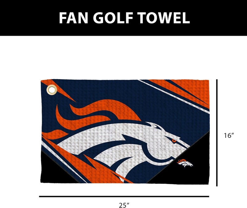 Northwest The Company Official NFL Microfiber Waffle Fabric Fan Golf Towel with Grommet, 16" x 25", Shred, Team Colors (Denver Broncos) - Image 5