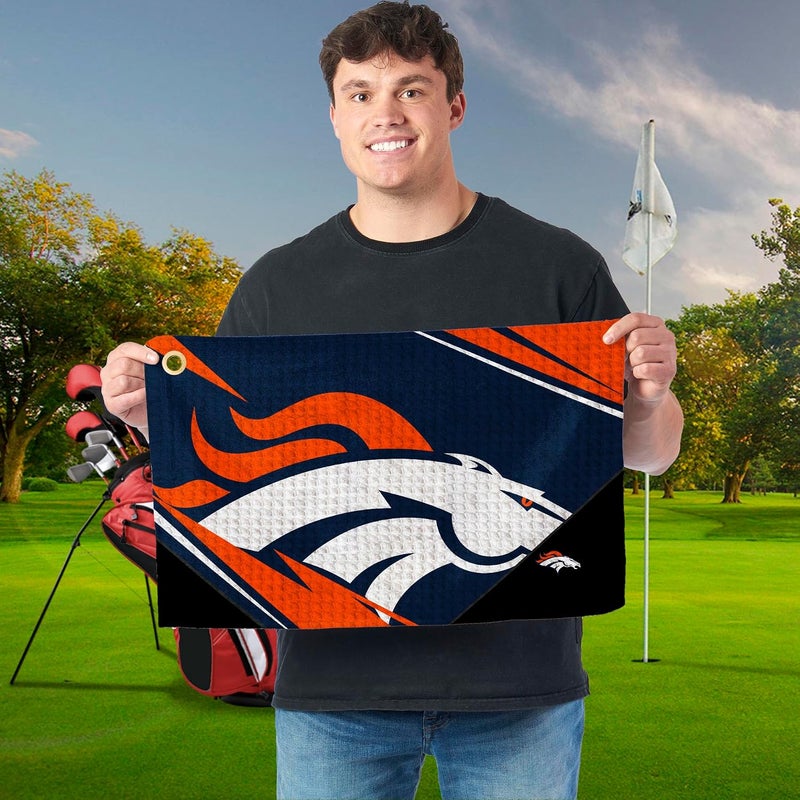 Northwest The Company Official NFL Microfiber Waffle Fabric Fan Golf Towel with Grommet, 16" x 25", Shred, Team Colors (Denver Broncos) - Image 2