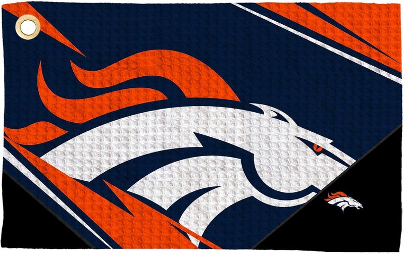 Northwest The Company Official NFL Microfiber Waffle Fabric Fan Golf Towel with Grommet, 16" x 25", Shred, Team Colors (Denver Broncos) - Image 1