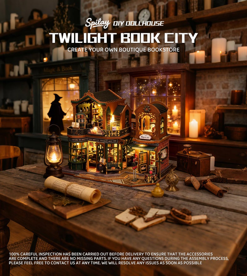 Spilay DIY Miniature House Kit, DIY Dollhouse Kit with Music Box, Forest Adventures 3D Wooden Puzzle Book Nook Kit for Adult, Bookshelf Decor&Gift for Birthday Halloween Christmas - Image 4