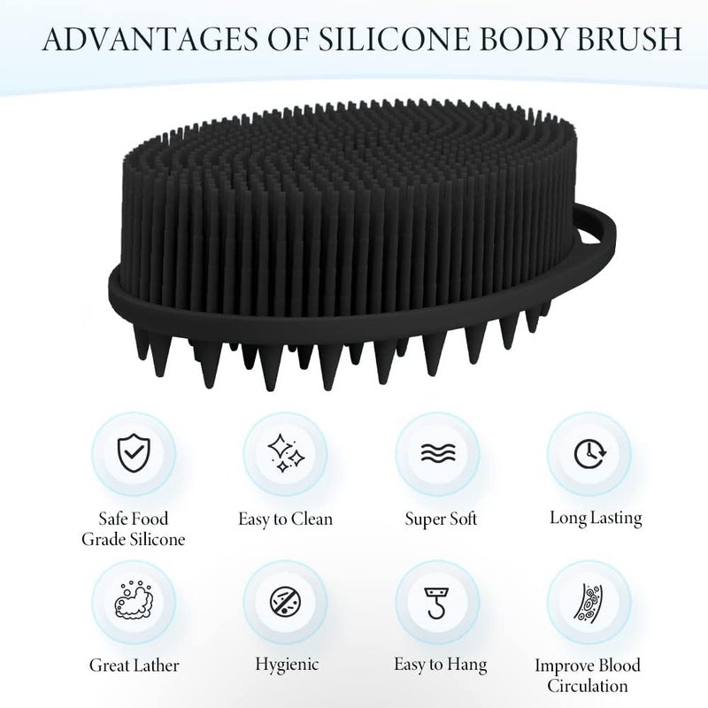 KQNBI Silicone Body Scrubber, Silicone Loofah, 2 Pcs Silicone Shower Scrubber, Exfoliating Silicone Shower Scrubber, 2 in 1 Silicone Body Scrub Brush Scalp Massager Shampoo Brush for All Skin Men Women Kids - Image 3