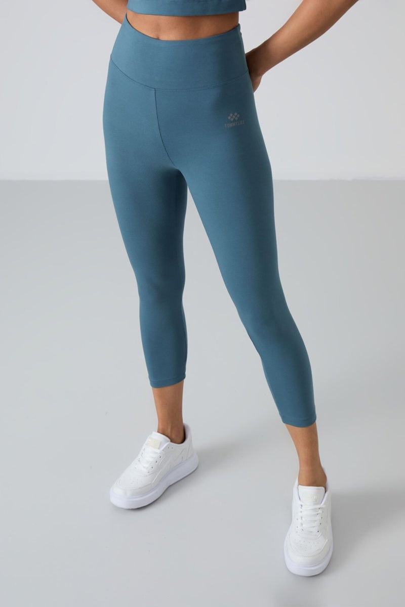 Tommy Life Forest Green High Waist Capri-Crop T-Shirt Slim Fit Women's Leggings Set - 95285  - Image 2