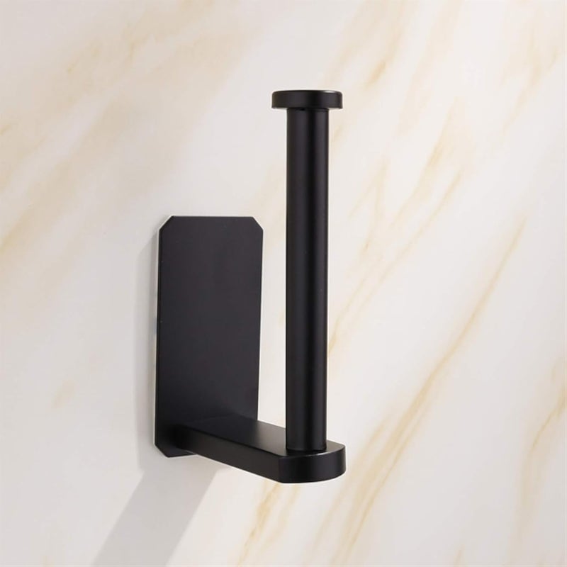 Black Toilet Roll Holder - Toilet Roll Holder Self Adhesive - Toilet Paper Holder Stainless Steel, No Drilling Required, Strong Adhesiveness and Waterproof, Black, 010102
