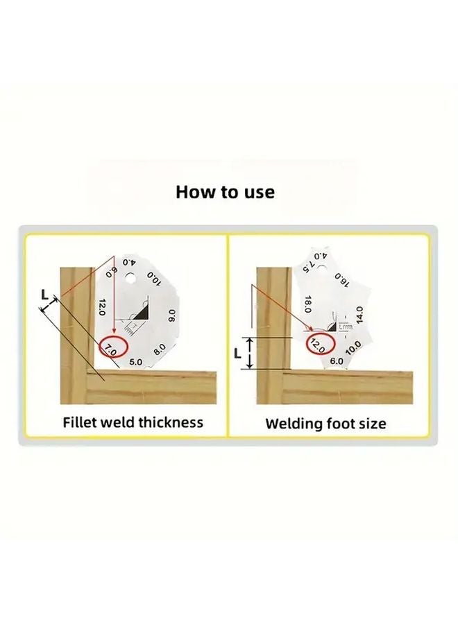 2pcs White Stainless Steel Weld Measurement Kit Angle Thickness Gauges Welding Inspection - Image 4