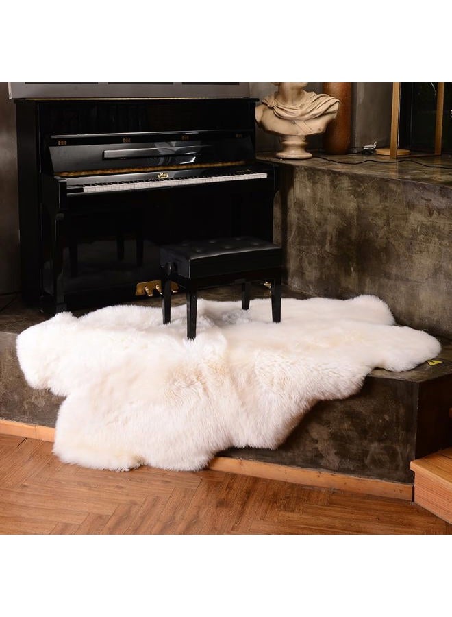 LLB Genuine Sheepskin Area Rug Wool Rug Fur Carpet Fluffy Shaggy Fur Rug for Living Room Kids Bedroom Real Sheepskin Throw Lambskin Rugs Sofa Mat Chair Seat Covers (Ivory White, 4 x 6 ft Sheepskin) - Image 3