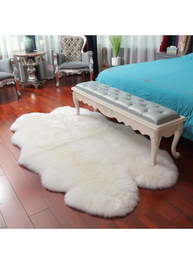 LLB Genuine Sheepskin Area Rug Wool Rug Fur Carpet Fluffy Shaggy Fur Rug for Living Room Kids Bedroom Real Sheepskin Throw Lambskin Rugs Sofa Mat Chair Seat Covers (Ivory White, 4 x 6 ft Sheepskin) - Image 2