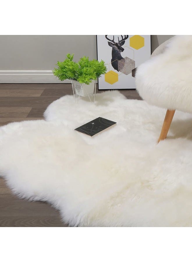 LLB Genuine Sheepskin Area Rug Wool Rug Fur Carpet Fluffy Shaggy Fur Rug for Living Room Kids Bedroom Real Sheepskin Throw Lambskin Rugs Sofa Mat Chair Seat Covers (Ivory White, 4 x 6 ft Sheepskin) - Image 5