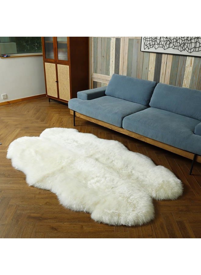 LLB Genuine Sheepskin Area Rug Wool Rug Fur Carpet Fluffy Shaggy Fur Rug for Living Room Kids Bedroom Real Sheepskin Throw Lambskin Rugs Sofa Mat Chair Seat Covers (Ivory White, 4 x 6 ft Sheepskin) - Image 4