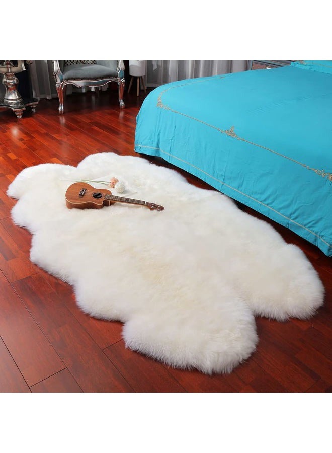 LLB Genuine Sheepskin Area Rug Wool Rug Fur Carpet Fluffy Shaggy Fur Rug for Living Room Kids Bedroom Real Sheepskin Throw Lambskin Rugs Sofa Mat Chair Seat Covers (Ivory White, 4 x 6 ft Sheepskin) - Image 1
