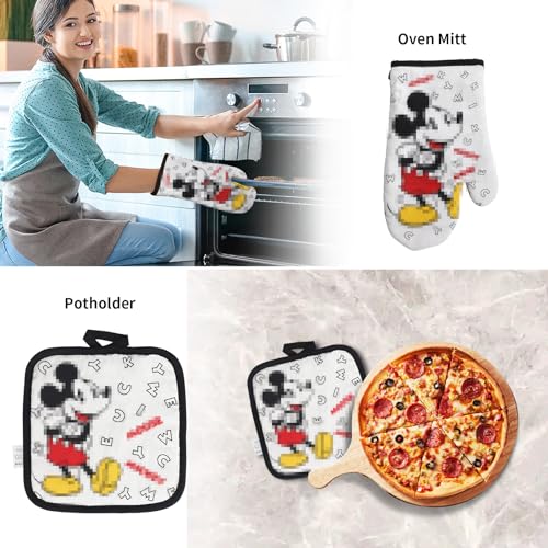 Deikoliuna Wooden Spoon for Cooking- Cartoon Wooden Spoons Bamboo Utensils Set Kitchen Decoration- Birthday Gift Kitchen Accessory with Cute Apron Oven Mitt Potholder- Best Kitchen Gifts for Women Friends (Grey) - Image 5