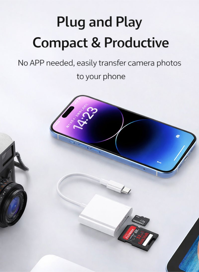 مينديبوريت قارئ بطاقات ذاكرة Mindpure (SD Card Reader) بمدخل Type-C و USB 3.0، قارئ بطاقات Micro SD 2 في 1، يدعم SDHC و SDXC، متوافق مع آيفون 17/16/15 برو ماكس، ماك بوك، والكمبيوتر - Image 5