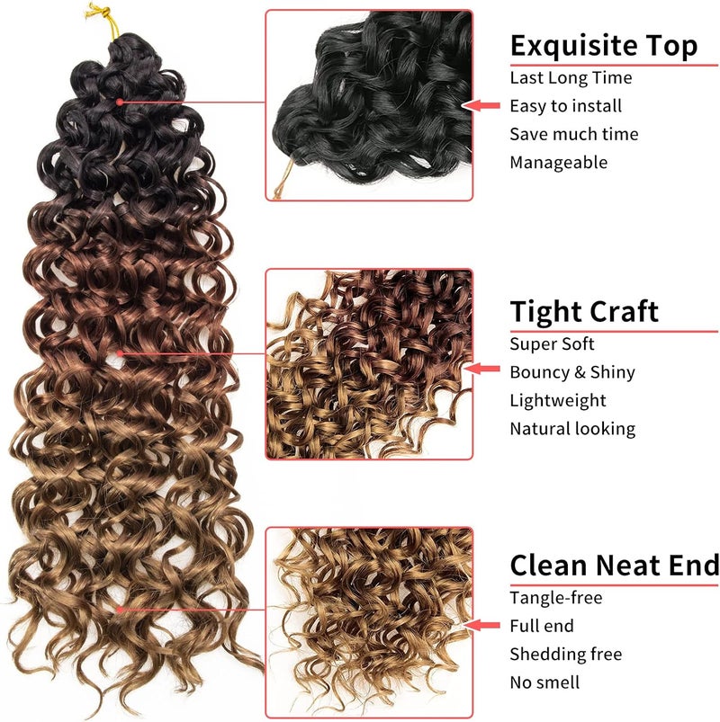 QRHSUKA شعر محبوك بنمط GoGo Curl للنساء، بتموجات مائية وشعر بشري مموج، إضافات شعر صناعية (طول 18 بوصة، عبوة تحتوي على 6 قطعات)، الألوان T1B/30/27 - Image 4