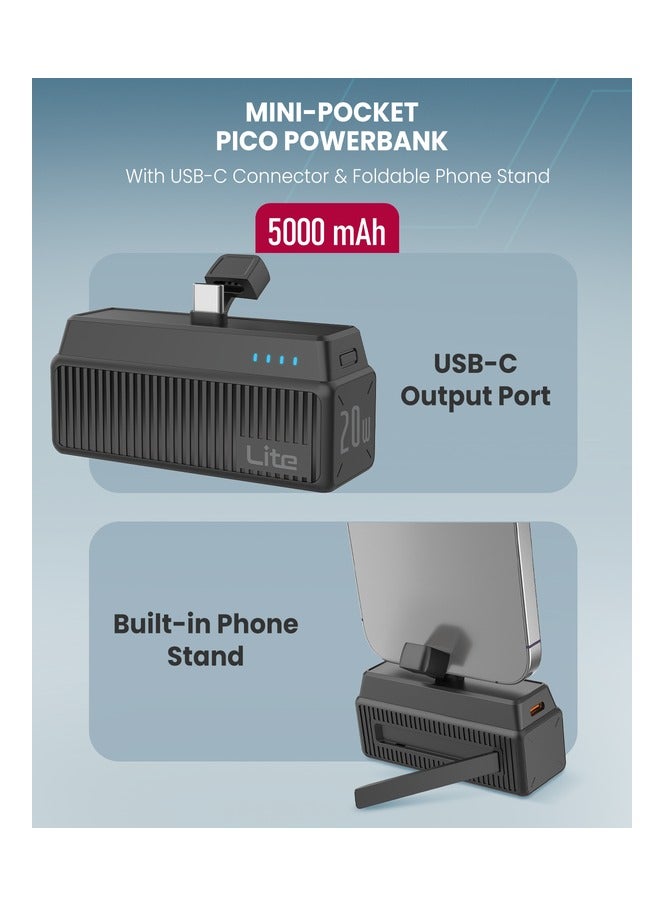 Moxedo Lite Mini-Pocket Power Bank 20W Fast Charging Power Delivery with USB-C Connector and Foldable Phone Stand Compatible for iPhone 16/15 /15 Pro Max/Samsung/Android - Image 4