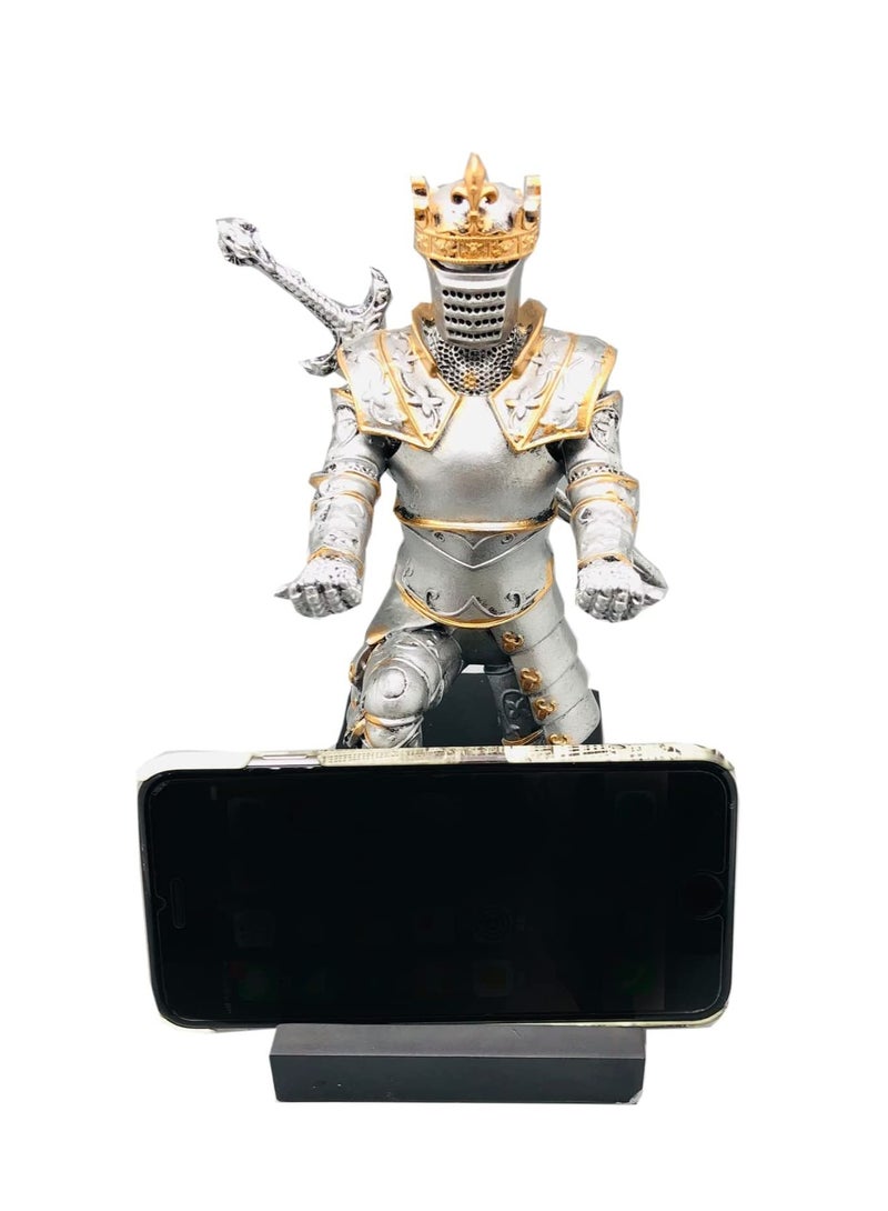 SYOSI King's  Pen Holder Guard Magnetic Knight Pen Stand Desk Organizers and Accessories Pencil Holder as Gift with a Metal Sword for Gamepad, Home and Office Supplies Ornament Blue - Image 3