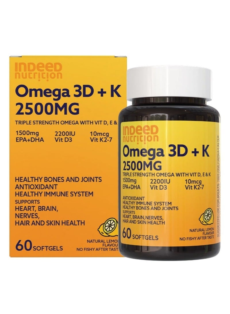 Indeed أوميغا 3 3D+K 2500 ملغ كبسولات لينة 60 حبة - Image 1